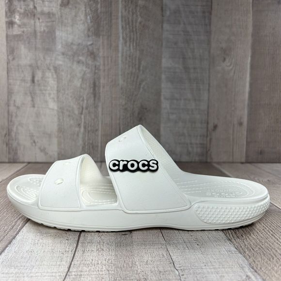 Crocs Women's Classic Slide Sandal Comfort Two Strap Slip On White Size 8 - Picture 7 of 13